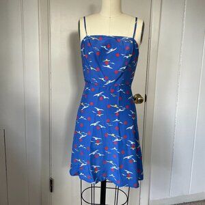 HVN Seagull Nora Mini Bias Dress in Blue, Size 2
